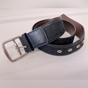 Coach C Black Canvas Leather Belt Size Small